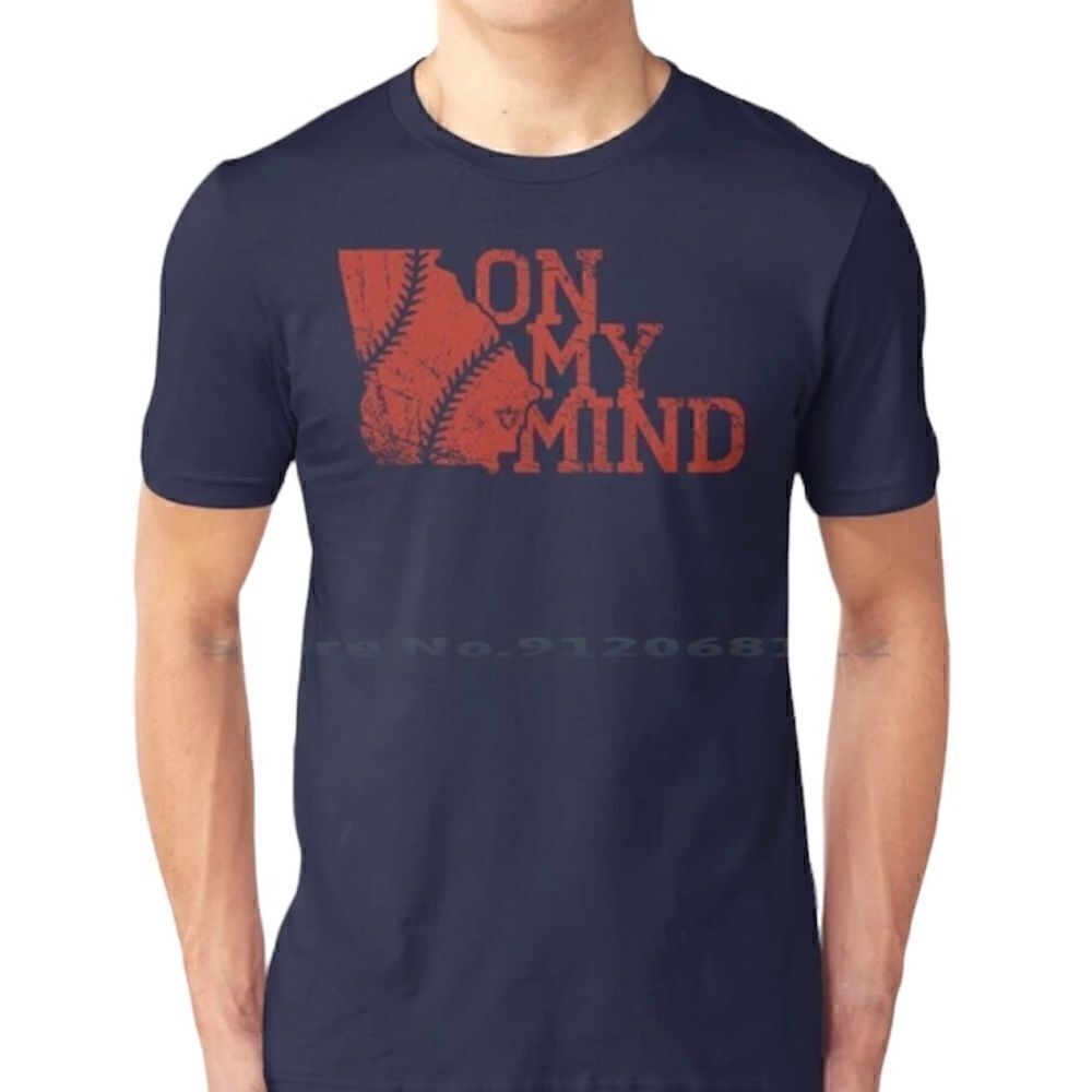 On My Mind T Shirt 100% Cotton Georgia Baseball Braves Glove - S/P/CH